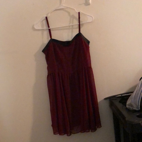 Red dress with black leather accent Forever 21 - Picture 2 of 5